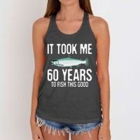 Funny Chinook Salmon Fishing 60th Birthday 60 Years To Fish Women's Knotted Racerback Tank