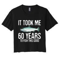 Funny Chinook Salmon Fishing 60th Birthday 60 Years To Fish Women's Crop Top Tee