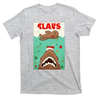 Funny Christmas Santa Claus Shark Attack Gingerbread Man T-Shirt