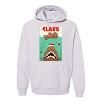 Funny Christmas Santa Claus Shark Attack Gingerbread Man Premium Hoodie