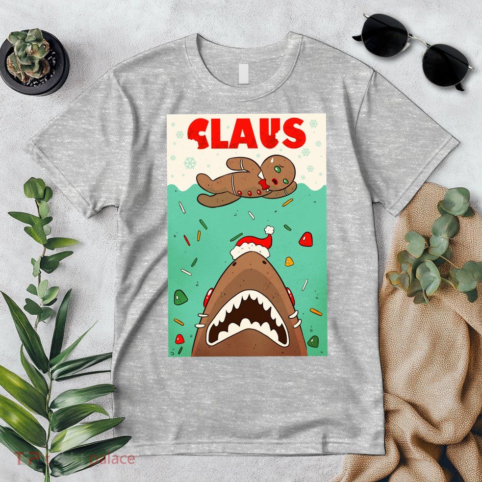 Funny Christmas Santa Claus Shark Attack Gingerbread Man Premium T-Shirt