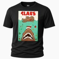 Funny Christmas Santa Claus Shark Attack Gingerbread Man Cooling Performance Crew T-Shirt