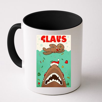 Funny Christmas Santa Claus Shark Attack Gingerbread Man Mug