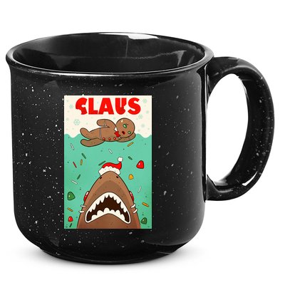Funny Christmas Santa Claus Shark Attack Gingerbread Man 15oz Campfire Ceramic Mug