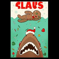 Funny Christmas Santa Claus Shark Attack Gingerbread Man Drawstring Bag