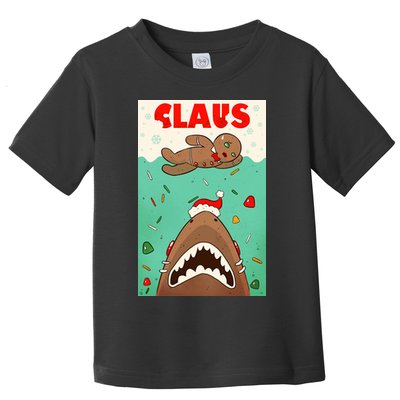 Funny Christmas Santa Claus Shark Attack Gingerbread Man Toddler T-Shirt