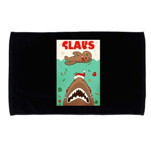 Funny Christmas Santa Claus Shark Attack Gingerbread Man Microfiber Hand Towel