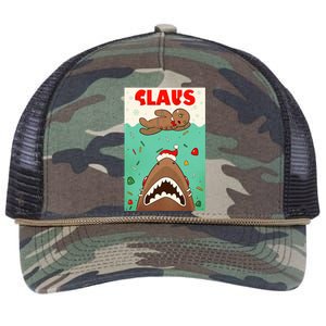 Funny Christmas Santa Claus Shark Attack Gingerbread Man Retro Rope Trucker Hat Cap