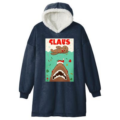 Funny Christmas Santa Claus Shark Attack Gingerbread Man Hooded Wearable Blanket