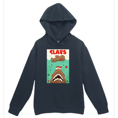 Funny Christmas Santa Claus Shark Attack Gingerbread Man Urban Pullover Hoodie