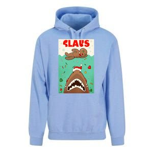 Funny Christmas Santa Claus Shark Attack Gingerbread Man Unisex Surf Hoodie