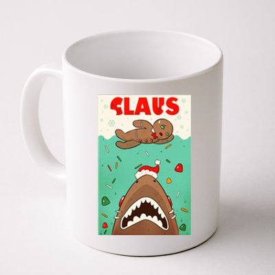 Funny Christmas Santa Claus Shark Attack Gingerbread Man Coffee Mug