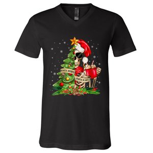 Funny Christmas Sorta Merry Sorta Scary Skeleton Xmas Tree V-Neck T-Shirt