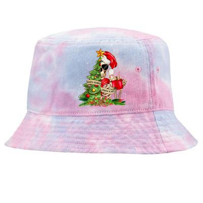 Funny Christmas Sorta Merry Sorta Scary Skeleton Xmas Tree Tie-Dyed Bucket Hat