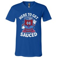 Funny Cranberry Sauce Quote Thanksgiving Here To Get Sauced Gift V-Neck T-Shirt