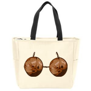 Funny Coconut Summer Coconuts Bra Funny Halloween Summer Zip Tote Bag