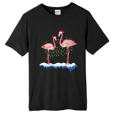 Flamingo Christmas Santa Hat Christmas Lights Flamingo Lover Tall Fusion ChromaSoft Performance T-Shirt