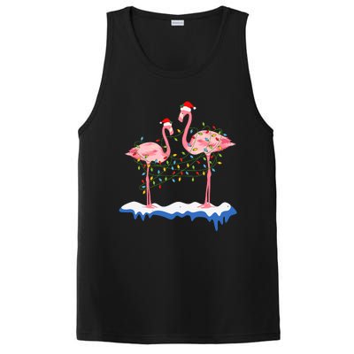 Flamingo Christmas Santa Hat Christmas Lights Flamingo Lover PosiCharge Competitor Tank