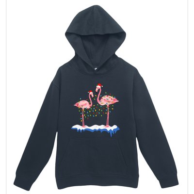 Flamingo Christmas Santa Hat Christmas Lights Flamingo Lover Urban Pullover Hoodie