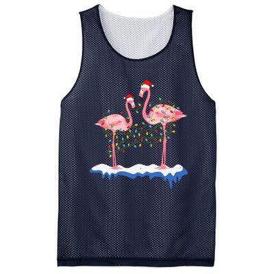 Flamingo Christmas Santa Hat Christmas Lights Flamingo Lover Mesh Reversible Basketball Jersey Tank