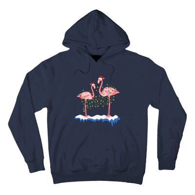 Flamingo Christmas Santa Hat Christmas Lights Flamingo Lover Tall Hoodie