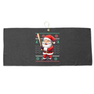 Funny Christmas Santa Claus With Baseball Bat Cute Gift Large Microfiber Waffle Golf Towel