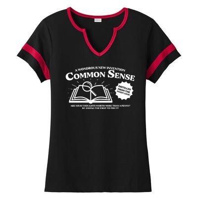 Funny Common Sense Advertisement Ladies Halftime Notch Neck Tee