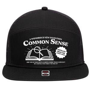 Funny Common Sense Advertisement 7 Panel Mesh Trucker Snapback Hat