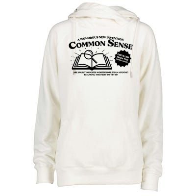 Funny Common Sense Advertisement Womens Funnel Neck Pullover Hood