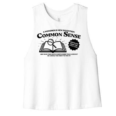 Funny Common Sense Advertisement Women's Racerback Cropped Tank