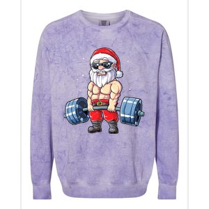 Fitness Christmas Santa Deadlift Gym Xmas  Colorblast Crewneck Sweatshirt