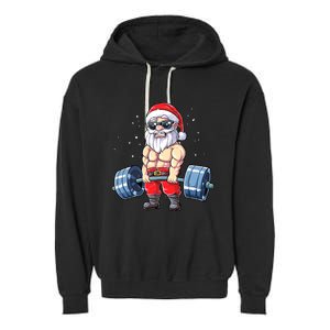 Fitness Christmas Santa Deadlift Gym Xmas  Garment-Dyed Fleece Hoodie