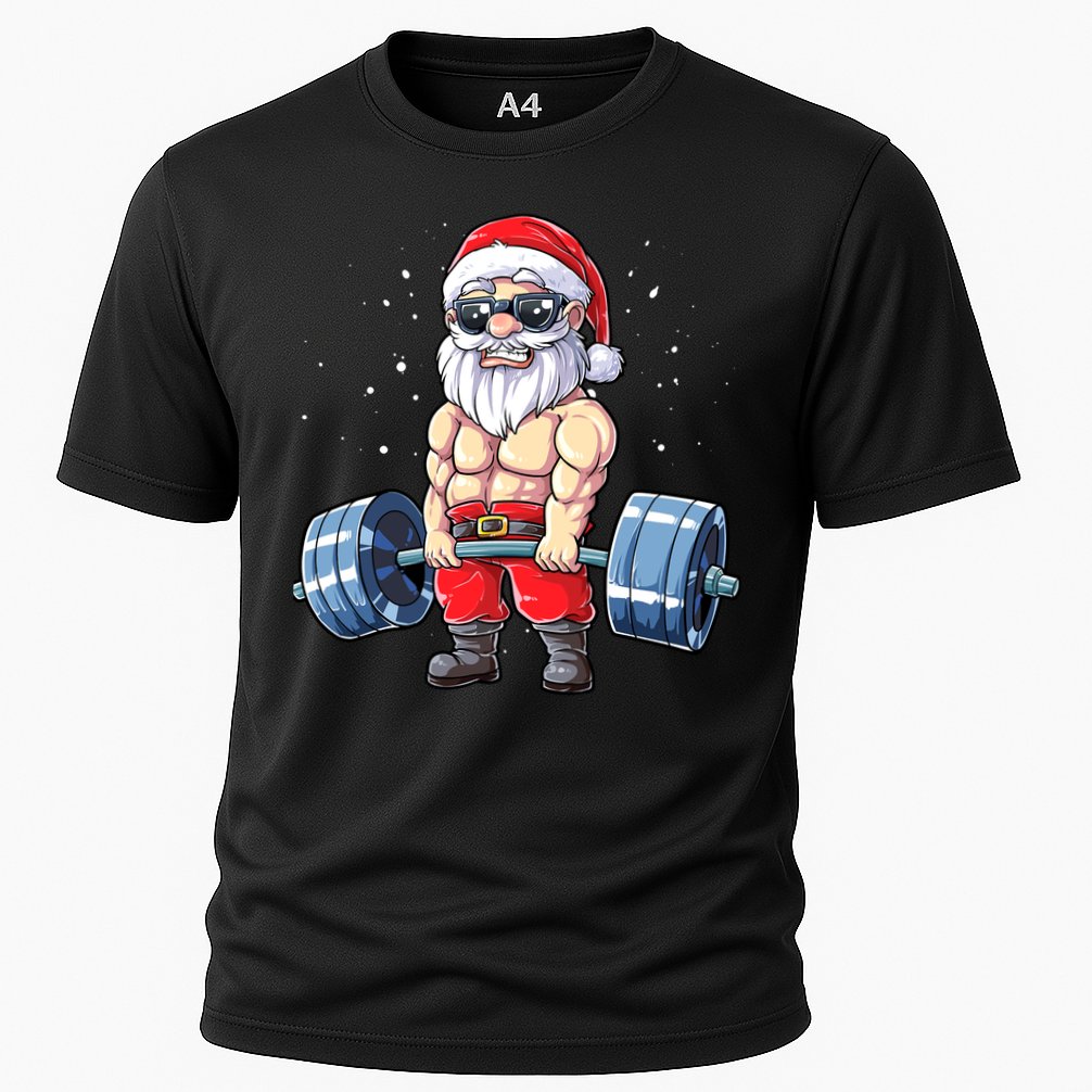 Fitness Christmas Santa Deadlift Gym Xmas  Cooling Performance Crew T-Shirt