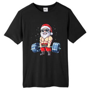 Fitness Christmas Santa Deadlift Gym Xmas  Tall Fusion ChromaSoft Performance T-Shirt