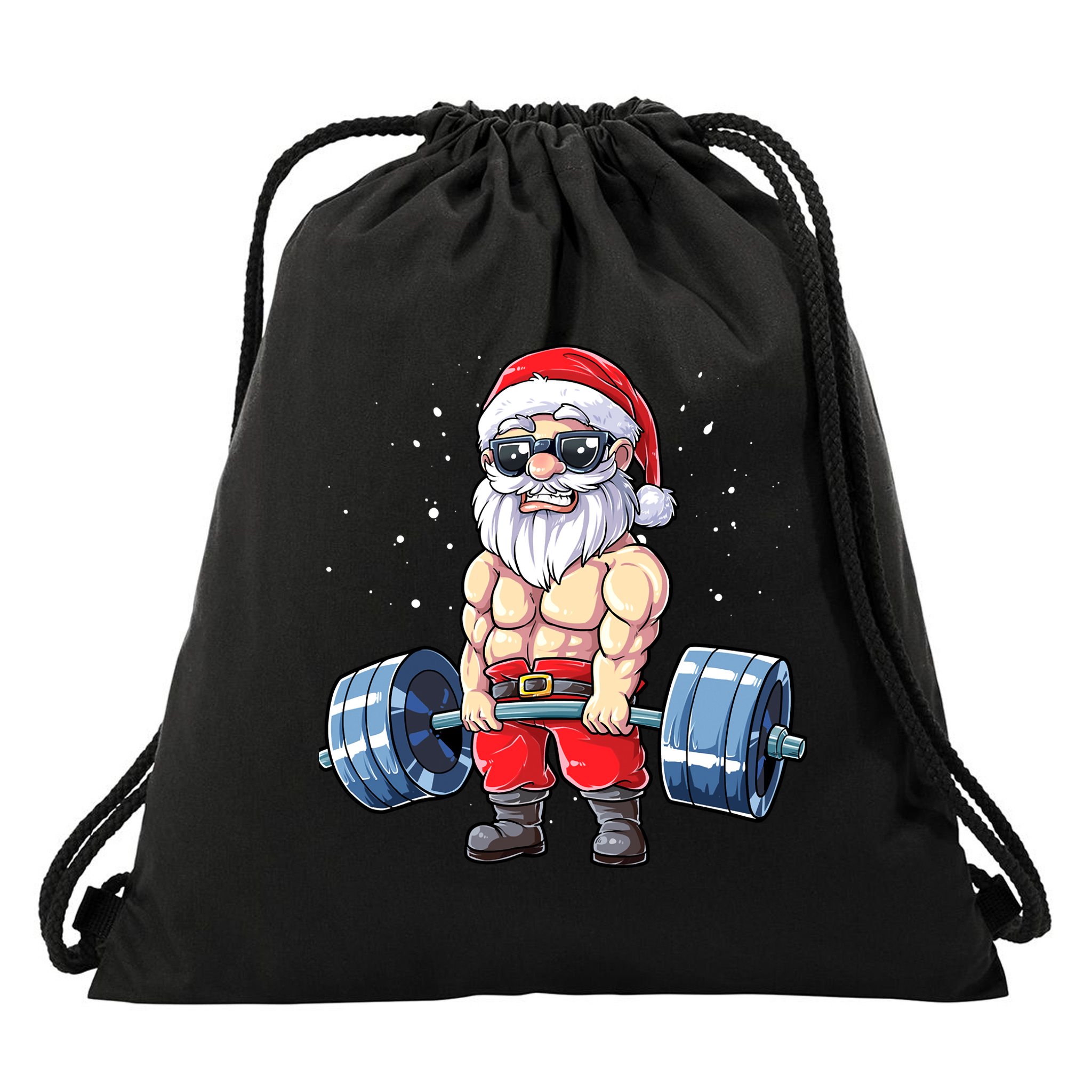 Fitness Christmas Santa Deadlift Gym Xmas  Drawstring Bag