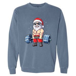 Fitness Christmas Santa Deadlift Gym Xmas  Garment-Dyed Sweatshirt