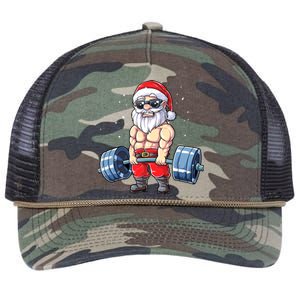 Fitness Christmas Santa Deadlift Gym Xmas  Retro Rope Trucker Hat Cap