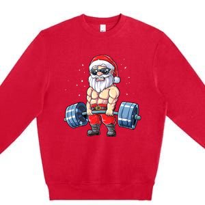 Fitness Christmas Santa Deadlift Gym Xmas  Premium Crewneck Sweatshirt