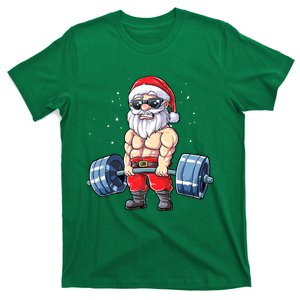 Fitness Christmas Santa Deadlift Gym Xmas  T-Shirt