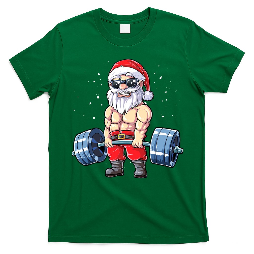 Fitness Christmas Santa Deadlift Gym Xmas  T-Shirt