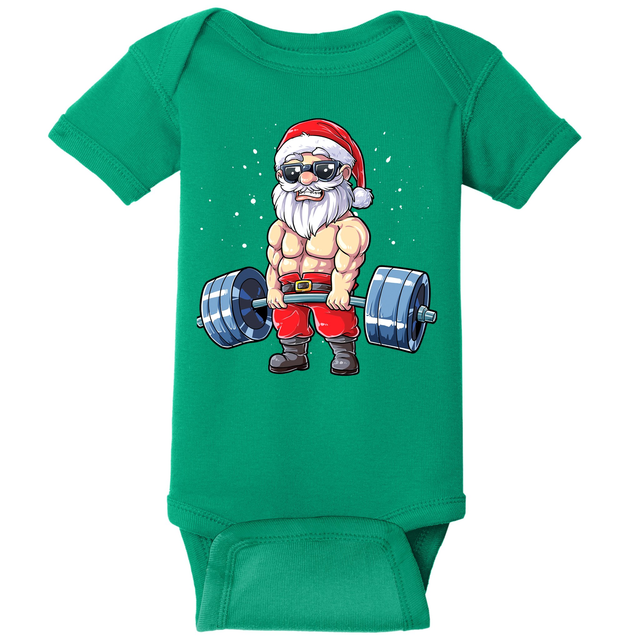 Fitness Christmas Santa Deadlift Gym Xmas  Baby Bodysuit