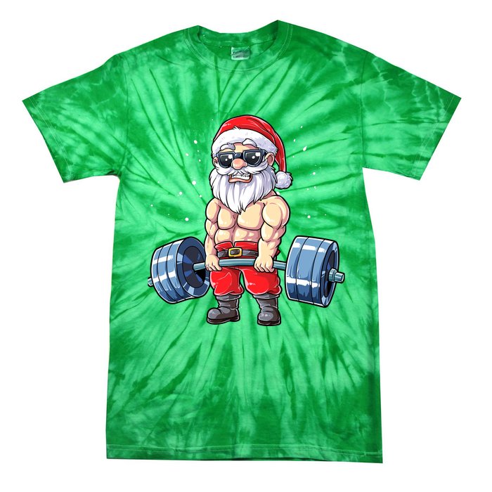 Fitness Christmas Santa Deadlift Gym Xmas  Tie-Dye T-Shirt