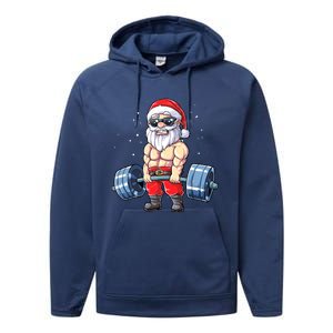 Fitness Christmas Santa Deadlift Gym Xmas  Performance Fleece Hoodie