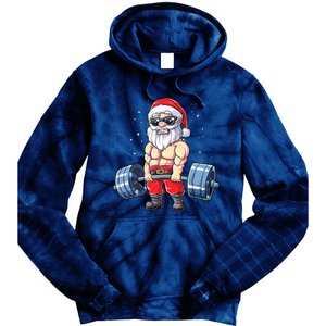 Fitness Christmas Santa Deadlift Gym Xmas  Tie Dye Hoodie