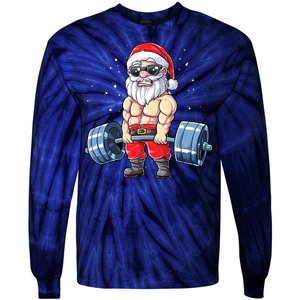 Fitness Christmas Santa Deadlift Gym Xmas  Tie-Dye Long Sleeve Shirt