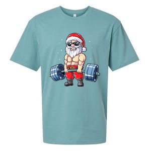 Fitness Christmas Santa Deadlift Gym Xmas  Sueded Cloud Jersey T-Shirt