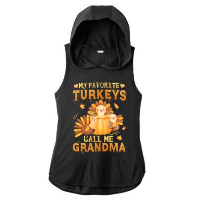 Funny Cute S My Favorite Turkeys Call Me Grandma Fall Thanksgiving Ladies PosiCharge Tri-Blend Wicking Draft Hoodie Tank