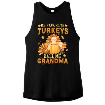 Funny Cute S My Favorite Turkeys Call Me Grandma Fall Thanksgiving Ladies PosiCharge Tri-Blend Wicking Tank