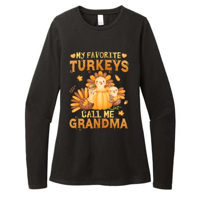 Funny Cute S My Favorite Turkeys Call Me Grandma Fall Thanksgiving Womens CVC Long Sleeve Shirt