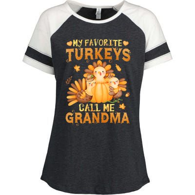 Funny Cute S My Favorite Turkeys Call Me Grandma Fall Thanksgiving Enza Ladies Jersey Colorblock Tee